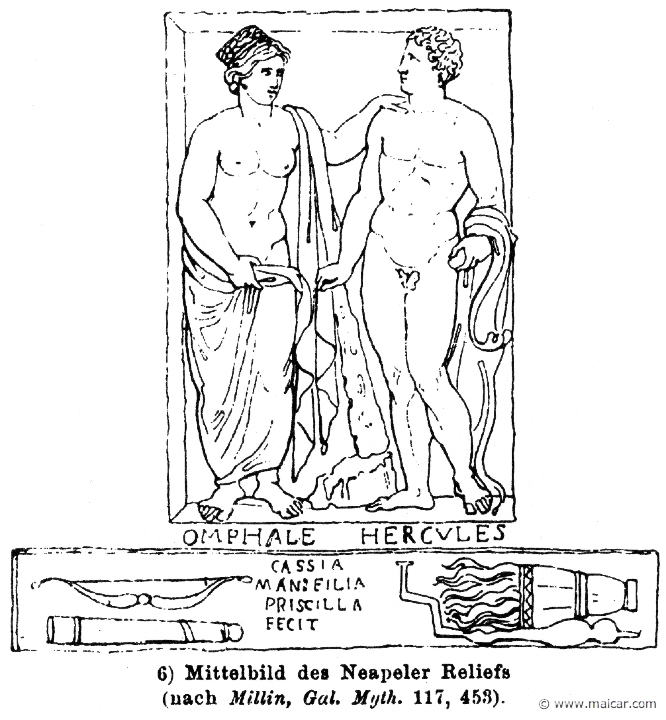 RIII.1-0895.jpg - RIII.1-0895: Omphale and Heracles. Wilhelm Heinrich Roscher (Göttingen, 1845- Dresden, 1923), Ausfürliches Lexikon der griechisches und römisches Mythologie, 1884.