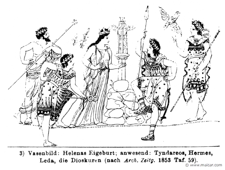 RV-1420.jpg - RV-1420: Tyndareus, Hermes, Leda, the Dioscuri.Wilhelm Heinrich Roscher (Göttingen, 1845- Dresden, 1923), Ausfürliches Lexikon der griechisches und römisches Mythologie, 1884.