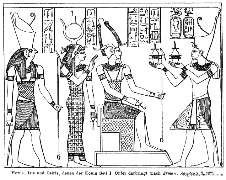 RII.1-0370.jpg - RII.1-0370: Horus, Isis, and Osiris. Wilhelm Heinrich Roscher (Göttingen, 1845- Dresden, 1923), Ausfürliches Lexikon der griechisches und römisches Mythologie, 1884.