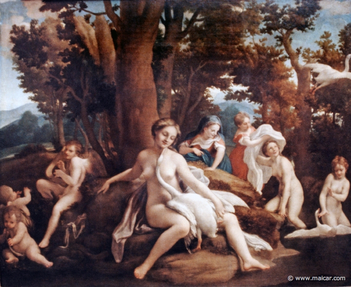 2229.jpg - 2229: Leda mit dem Schwan 1532. Antonio Allegri, gen. Corregio, 1489-1534. Gemälde Galerie Kulturforum, Berlin.