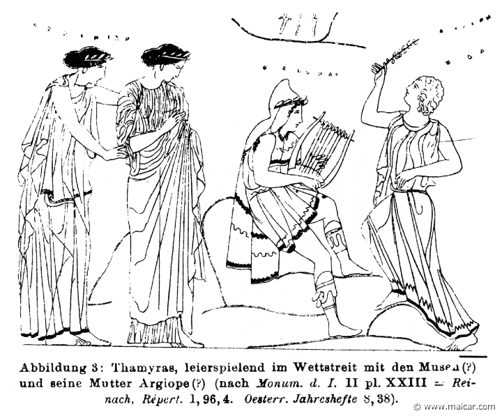 RV-0479.jpg - RV-0479: Thamyras, playing the lyre in conteste with the Muses.Wilhelm Heinrich Roscher (Göttingen, 1845- Dresden, 1923), Ausfürliches Lexikon der griechisches und römisches Mythologie, 1884.