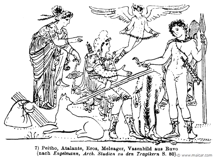 RIII.2-1811.jpg - RIII.2-1811: Peitho, Atalanta, Eros, Meleager. Wilhelm Heinrich Roscher (Göttingen, 1845- Dresden, 1923), Ausfürliches Lexikon der griechisches und römisches Mythologie, 1884.