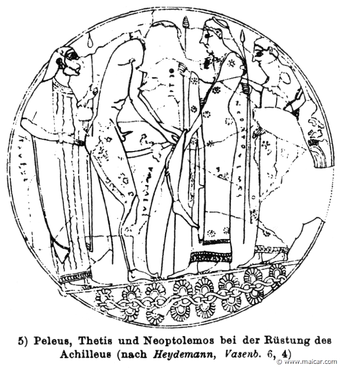 RIII.2-1843b.jpg - RIII.2-1843b: Peleus, Achilles, Thetis, Neoptolemus. Wilhelm Heinrich Roscher (Göttingen, 1845- Dresden, 1923), Ausfürliches Lexikon der griechisches und römisches Mythologie, 1884.