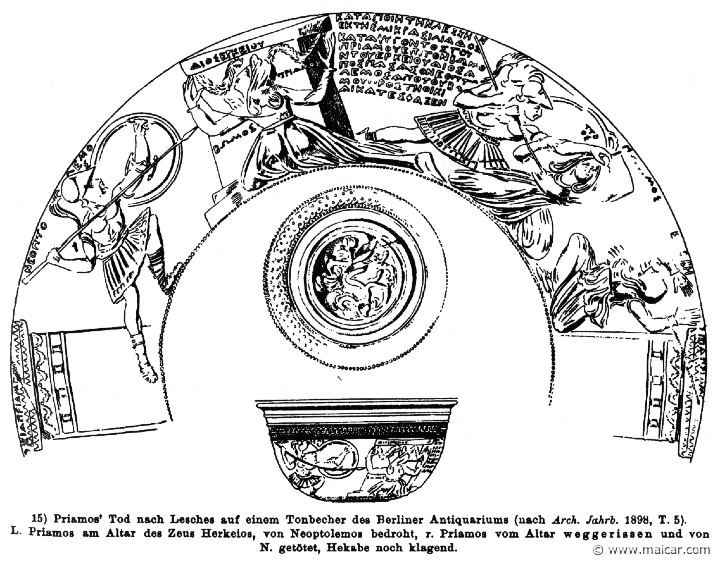 RIII.2-2965.jpg - RIII.2-2965: Death of Priam. Neoptolemus, Priam, Hecabe. Wilhelm Heinrich Roscher (Göttingen, 1845- Dresden, 1923), Ausfürliches Lexikon der griechisches und römisches Mythologie, 1884.