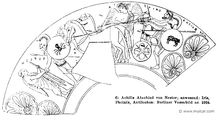 RIII.1-0296.jpg - RIII.1-0296: Farewell of Achilles and Nestor: Present: Nestor, Achilles, Iris, Phoenix, Antilochus. Wilhelm Heinrich Roscher (Göttingen, 1845- Dresden, 1923), Ausfürliches Lexikon der griechisches und römisches Mythologie, 1884.