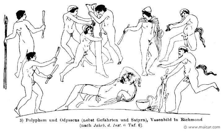 RIII.2-2703.jpg - RIII.2-2703: Polyphemus and Odysseus.Wilhelm Heinrich Roscher (Göttingen, 1845- Dresden, 1923), Ausfürliches Lexikon der griechisches und römisches Mythologie, 1884.