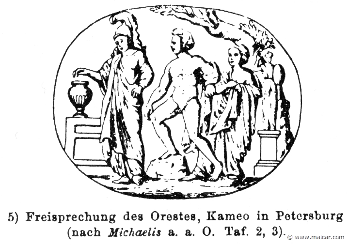 RIII.1-0991.jpg - RIII.1-0991: Athena casts her vote. Exculpation of Orestes. Wilhelm Heinrich Roscher (Göttingen, 1845- Dresden, 1923), Ausfürliches Lexikon der griechisches und römisches Mythologie, 1884.