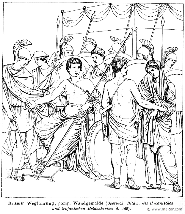 RI.1-0820.jpg - RI.1-0820: Patroclus separates Briseis from Achilles. Pompeii, casa del Poeta Tragico (VI 8,3), atrio (3). National Archaeological Museum, Naples. Wilhelm Heinrich Roscher (Göttingen, 1845- Dresden, 1923), Ausfürliches Lexikon der griechisches und römisches Mythologie, 1884.