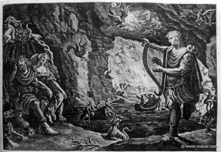 2732.jpg - 2732: Orpheus in the Underworld. Les METAMORPHOSES D’OVIDE EN LATIN ET FRANÇOIS, DIVISÉES EN XV LIVRES. TRADUCTION DE Mr. PIERRE DU-RYER PARISIEN, DE L’ACADEMIE FRANÇOISE. MDCLXXVII.