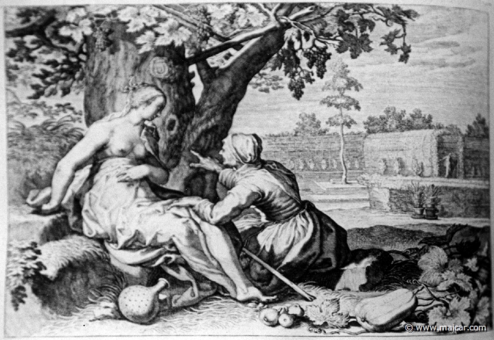 2828.jpg - 2828: Vertumnus and Pomona. Les METAMORPHOSES D’OVIDE EN LATIN ET FRANÇOIS, DIVISÉES EN XV LIVRES. TRADUCTION DE Mr. PIERRE DU-RYER PARISIEN, DE L’ACADEMIE FRANÇOISE. MDCLXXVII.