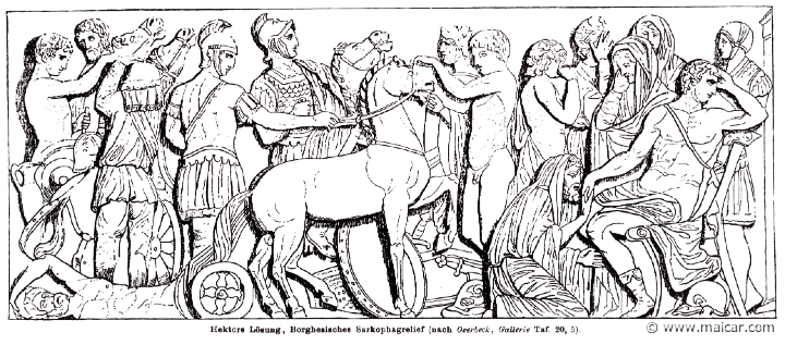 RI.2-1926.jpg - RI.2-1926: Ransom of the body of Hector. Priam kneels before Achilles. Wilhelm Heinrich Roscher (Göttingen, 1845- Dresden, 1923), Ausfürliches Lexikon der griechisches und römisches Mythologie, 1884.