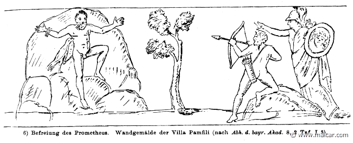 RIII.2-3097.jpg - RIII.2-3097: Heracles releasing Prometheus. Present: Athena.Wilhelm Heinrich Roscher (Göttingen, 1845- Dresden, 1923), Ausfürliches Lexikon der griechisches und römisches Mythologie, 1884.