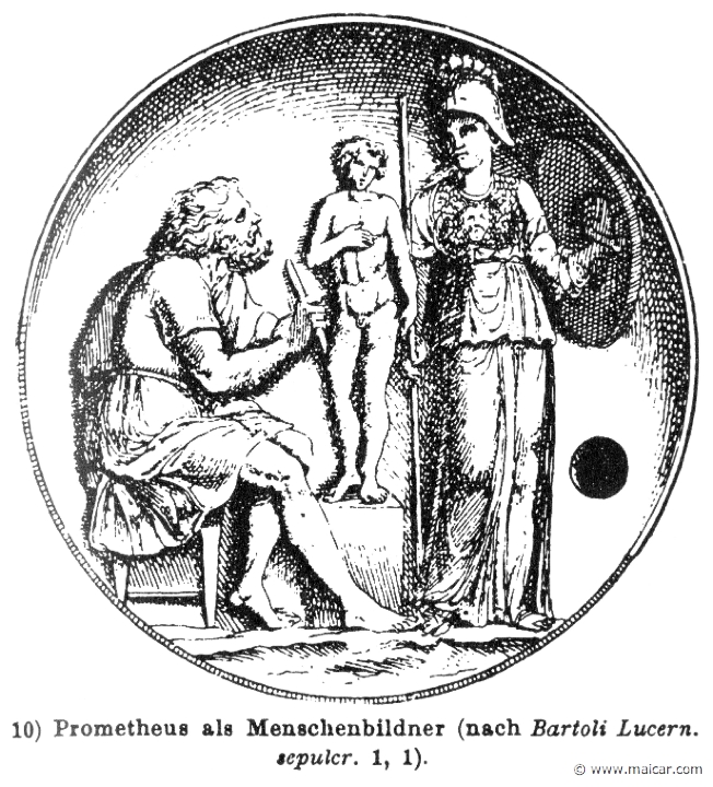 RIII.2-3105.jpg - RIII.2-3105: Prometheus with Athena, creating mankind.Wilhelm Heinrich Roscher (Göttingen, 1845- Dresden, 1923), Ausfürliches Lexikon der griechisches und römisches Mythologie, 1884.