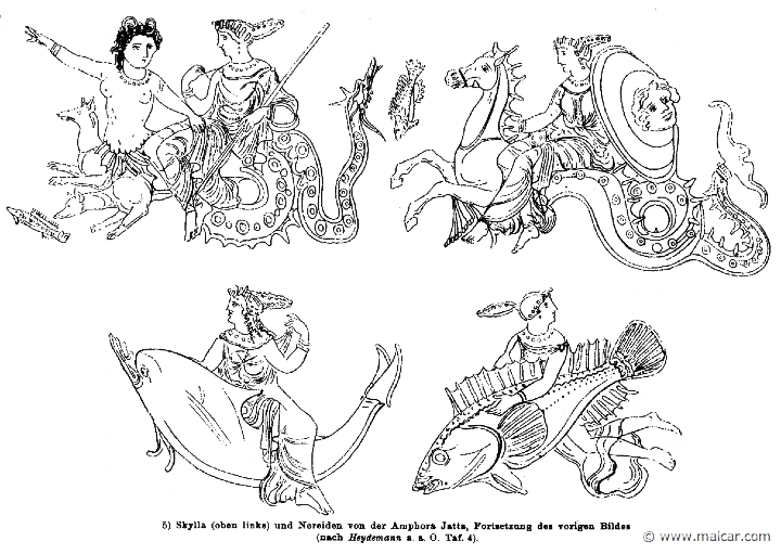 RIII.1-0223.jpg - RIII.1-0223: Scylla (above, left) and Nereids. Wilhelm Heinrich Roscher (Göttingen, 1845- Dresden, 1923), Ausfürliches Lexikon der griechisches und römisches Mythologie, 1884.