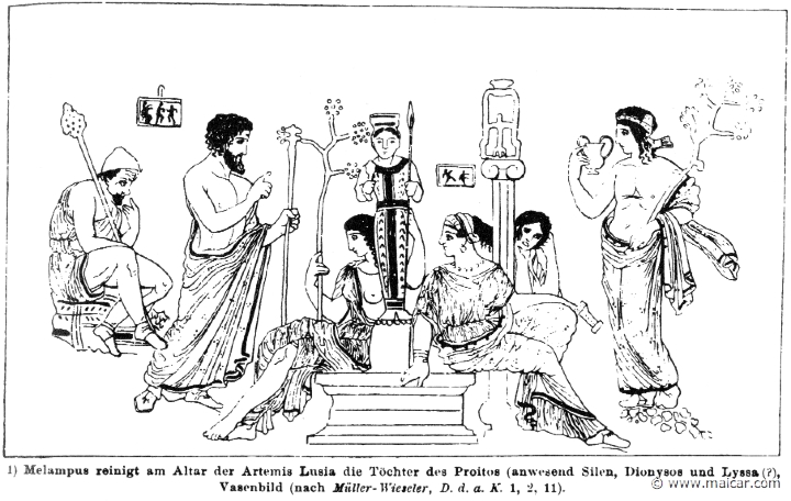 RIII.2-3009.jpg - RIII.2-3009: Melampus healing the daughters of Proetus. Present: Silenus and Dionysus. Wilhelm Heinrich Roscher (Göttingen, 1845- Dresden, 1923), Ausfürliches Lexikon der griechisches und römisches Mythologie, 1884.