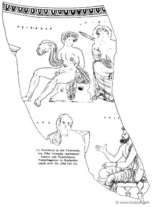 RIII.2-1783.jpg - RIII.2-1783: Pirithous in the Underworld watched by Dike. Below, Aeacus and Triptolemus. Wilhelm Heinrich Roscher (Göttingen, 1845- Dresden, 1923), Ausfürliches Lexikon der griechisches und römisches Mythologie, 1884.