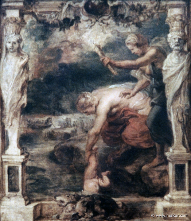 3919.jpg - 3919: Peter Paul Rubens 1577-1640:  Thetis dompelt Achilles in de Styx. Museum Boijmans van Beuningen, Rotterdam.