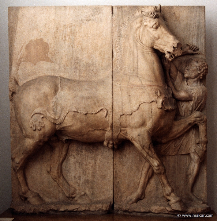 6233.jpg - 6233: Found in Athens in 1948. Sepulchral relief. A young negro groom. Second half of the 3C BC. National Archaeological Museum, Athens.