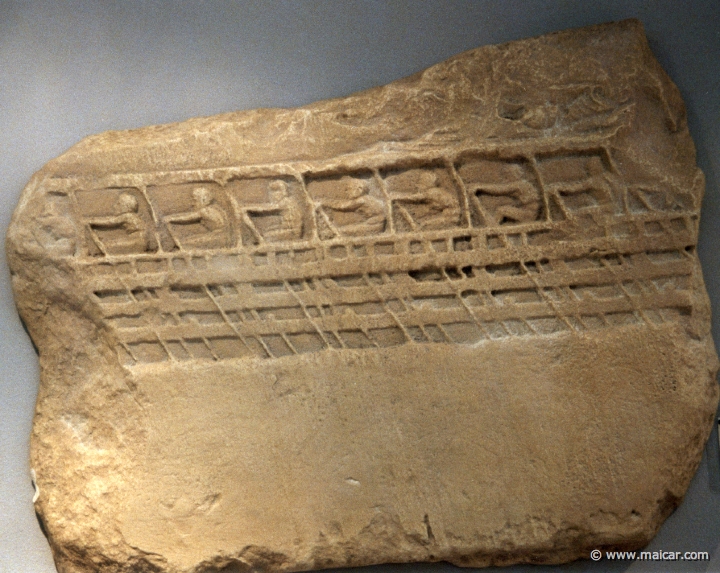 6409.jpg - 6409: Relief of an Athenian trireme. Acropolis ca. 400 BC. Acropolis Museum.