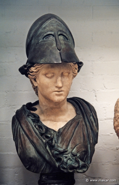 8005.jpg - 8005: Bust of helmeted Athena. Marble. A Roman version of a Greek work of the 4th century BC. British Museum, London.