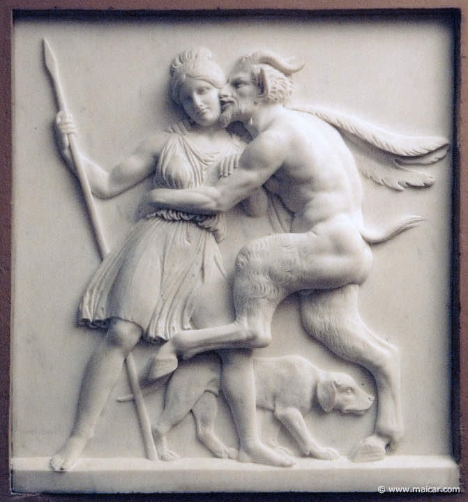 9219.jpg - 9219: Bertel Thorvaldsen 1770-1844: Pan and Hunting Nymph, c. 1838. The Thorvaldsen Museum, Copenhagen.