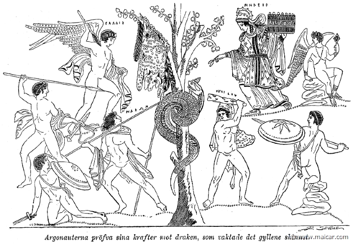 and255.jpg - and255: The Argonauts fighting the drake that guarded the Golden Fleece. Among others: Calais, Medea, Jason and Heracles.