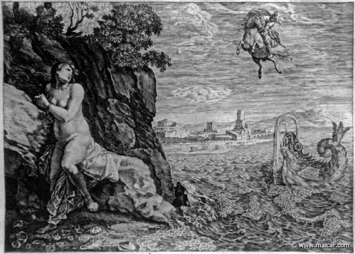 2637.jpg - 2637: Perseus and Andromeda.Les METAMORPHOSES D’OVIDE EN LATIN ET FRANÇOIS, DIVISÉES EN XV LIVRES. TRADUCTION DE Mr. PIERRE DU-RYER PARISIEN, DE L’ACADEMIE FRANÇOISE. MDCLXXVII.