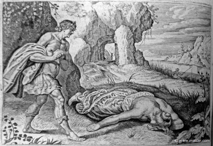 2810.jpg - 2810: Death of Asterope.Les METAMORPHOSES D’OVIDE EN LATIN ET FRANÇOIS, DIVISÉES EN XV LIVRES. TRADUCTION DE Mr. PIERRE DU-RYER PARISIEN, DE L’ACADEMIE FRANÇOISE. MDCLXXVII.