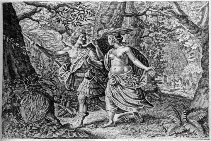 2824.jpg - 2824: Circe and Picus.Les METAMORPHOSES D’OVIDE EN LATIN ET FRANÇOIS, DIVISÉES EN XV LIVRES. TRADUCTION DE Mr. PIERRE DU-RYER PARISIEN, DE L’ACADEMIE FRANÇOISE. MDCLXXVII.