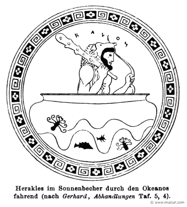 RI.2-2204.jpg - RI.2-2204: Heracles navigating with the vessel of Helius.Wilhelm Heinrich Roscher (Göttingen, 1845- Dresden, 1923), Ausfürliches Lexikon der griechisches und römisches Mythologie, 1884.