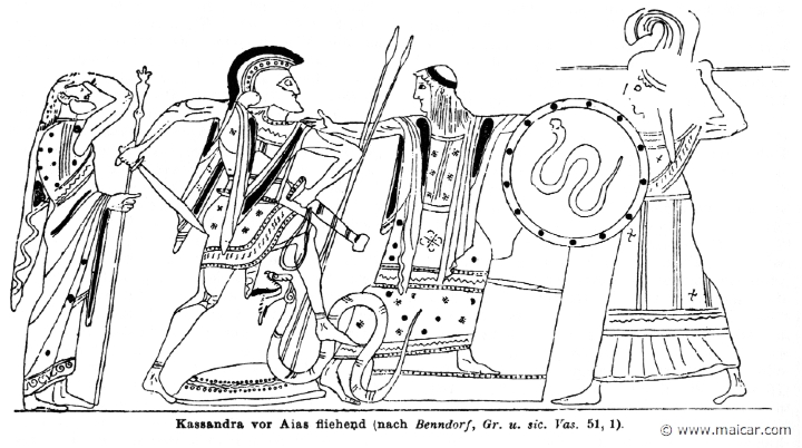 RII.1-0979.jpg - RII.1-0979: Cassandra, escaping from Ajax.Wilhelm Heinrich Roscher (Göttingen, 1845- Dresden, 1923), Ausfürliches Lexikon der griechisches und römisches Mythologie, 1884.