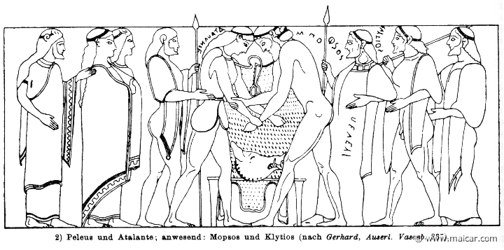 RIII.2-1839b.jpg - RIII.2-1839b: Peleus and Atalanta. Present: Mopsus and Clytius.Wilhelm Heinrich Roscher (Göttingen, 1845- Dresden, 1923), Ausfürliches Lexikon der griechisches und römisches Mythologie, 1884.