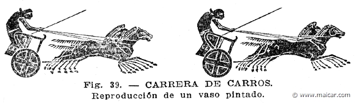 secco085b.jpg - secco085b: Carrera de carros. Reproducción de un vaso pintado. Oscar Secco Ellauri, Pedro Daniel Baridón, Historia de los Griegos (CADEC, Montevideo).